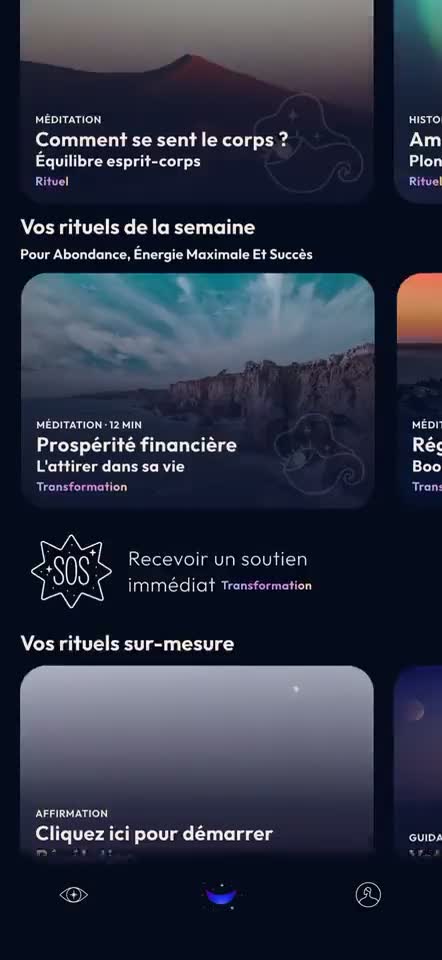 Evolum home screen: this week's rituals and tailored rituals.